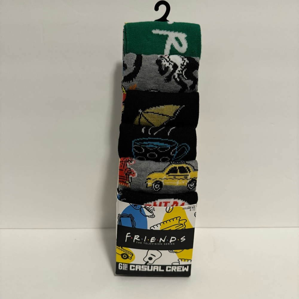 Brand New Friends Sitcom Casual Crew Socks, 6 pack, Shoe Size 8-12
